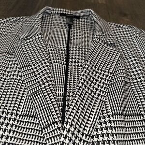 Forever 21 Women's M Career Work Blazer Office Preppy Gray Houndstooth Jacket